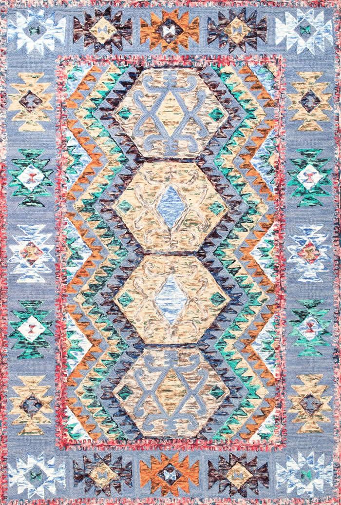 美式风格彩色抽象几何纹理地毯贴图-高端定制