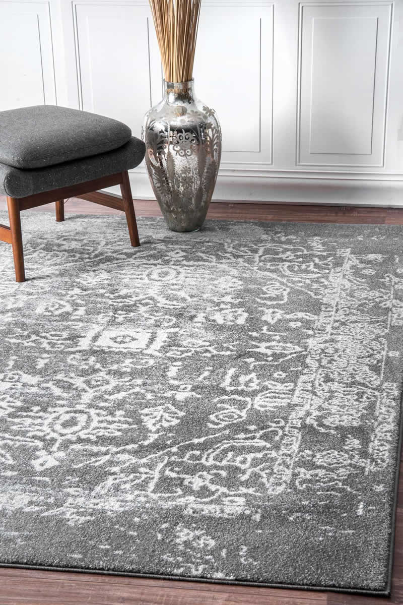 美式风格灰白色简单花纹图案地毯贴图-高端