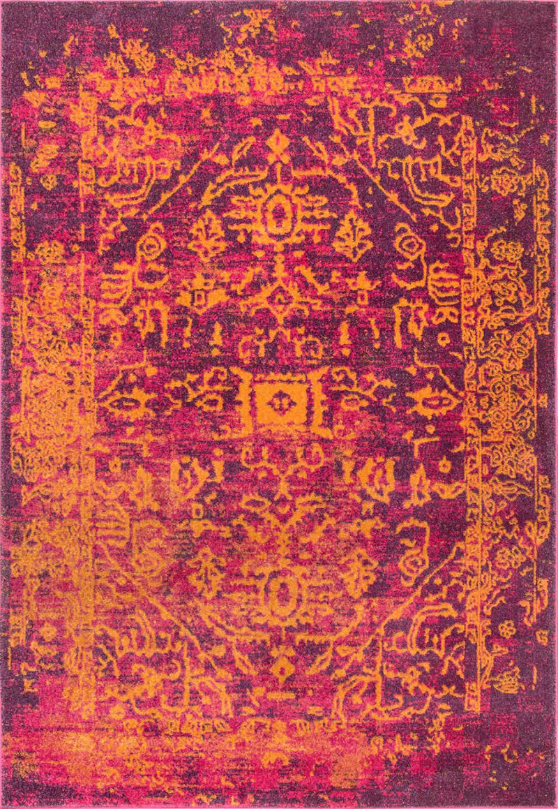 美式风格橘紫红色花纹图案地毯贴图-高端定制