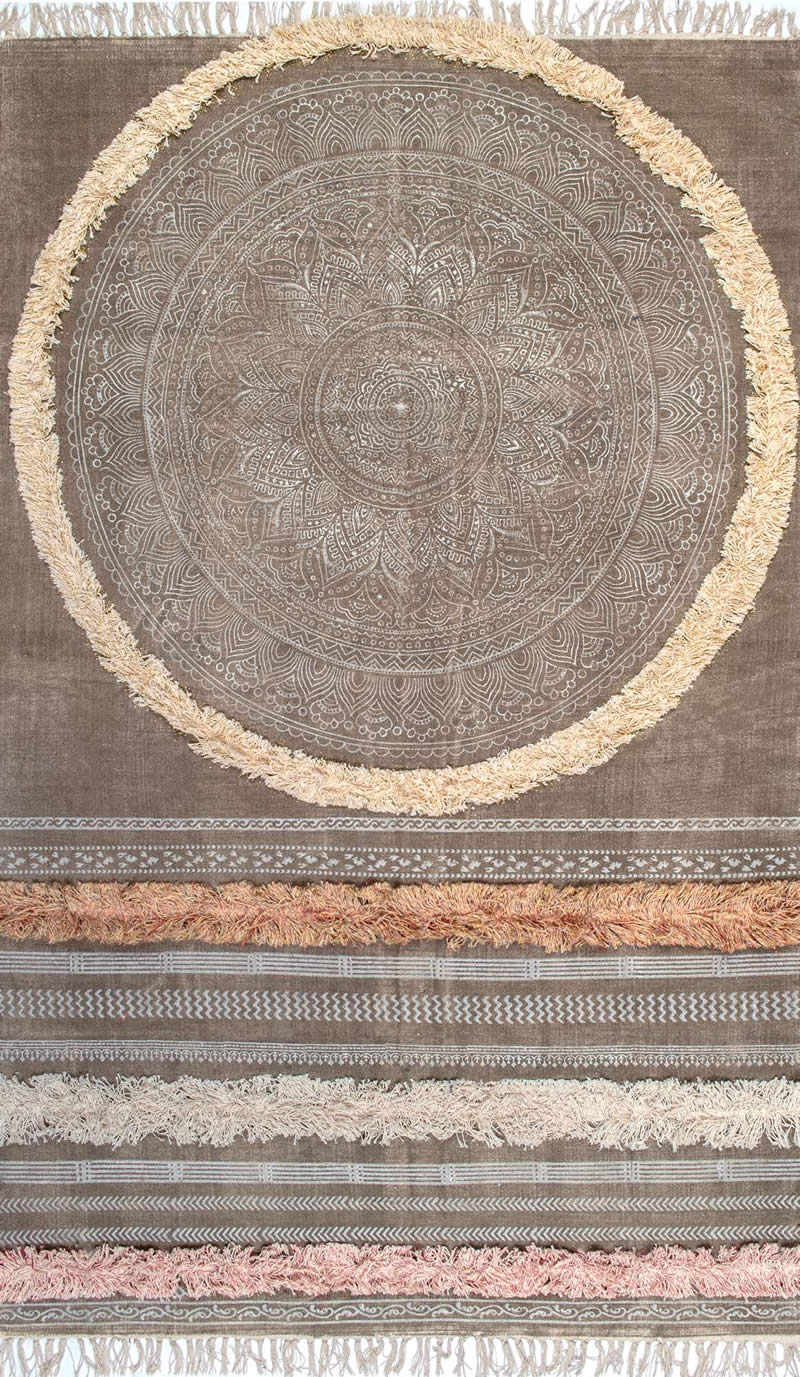 现代美式风格圆形花纹图案地毯贴图-高端定制