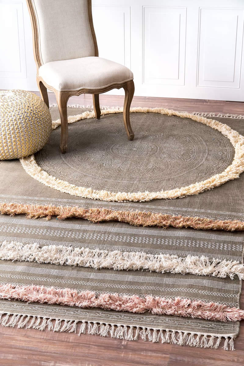 现代美式风格圆形花纹图案地毯贴图-高端定