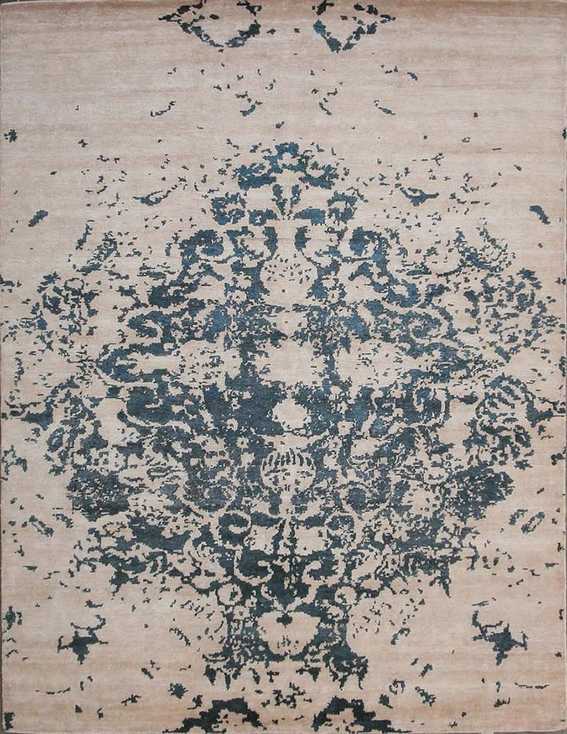 美式风格抽象深蓝灰色抽象图案地毯贴图