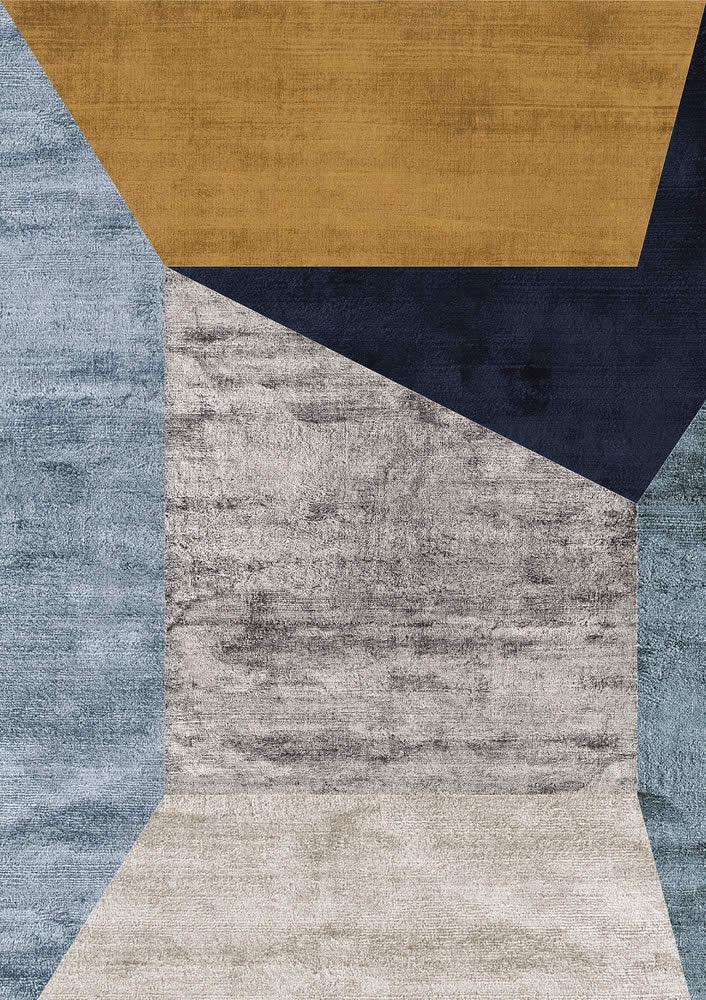 现代风格蓝灰褐色几何拼色图案地毯贴图