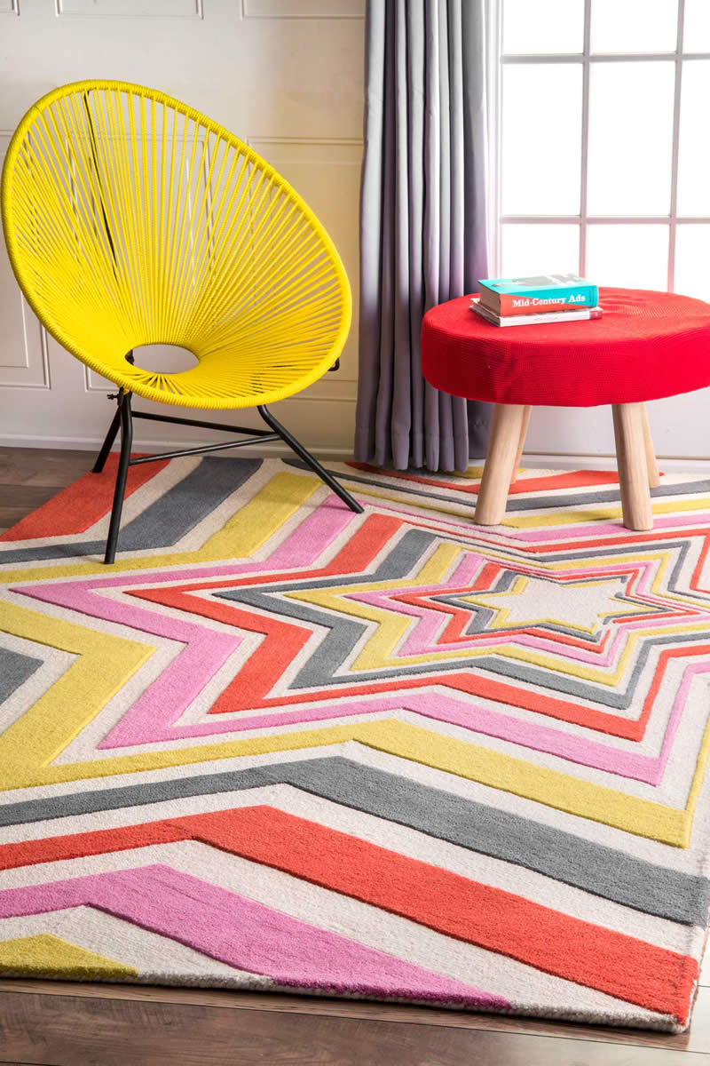 现代风格彩色五角星图案儿童地毯贴图