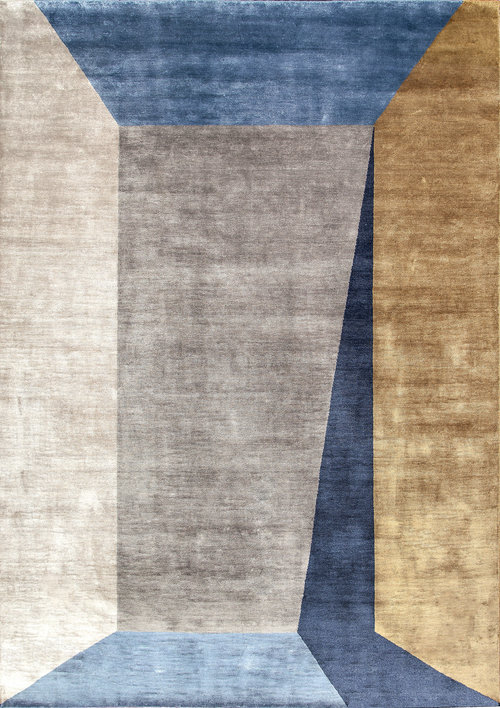 现代风格深浅蓝灰色几何拼色图案地毯贴图