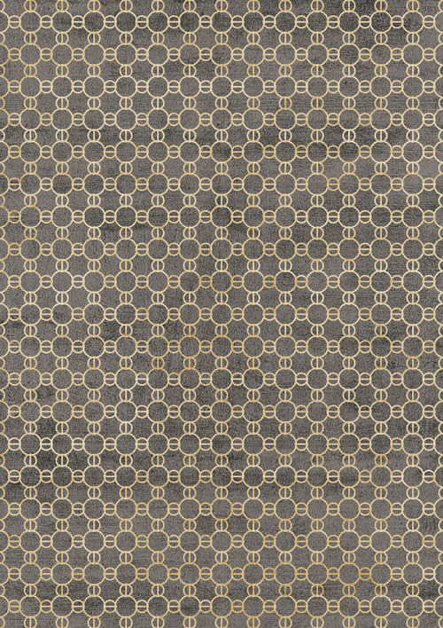 现代风格冷灰色几何圆形地毯贴图-尼龙机织