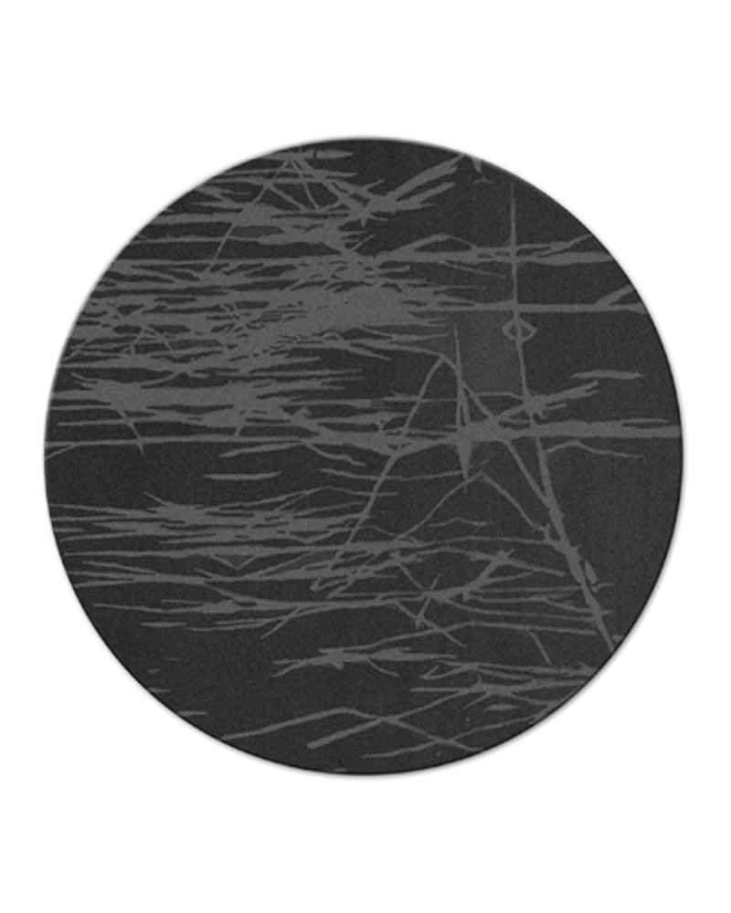 新中式深灰蓝灰色抽象植物图案圆形地毯贴图