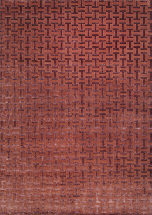 新中式砖红色工字几何图案地毯贴图