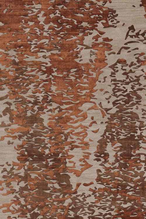 新中式砖红褐色抽象纹理图案地毯贴图