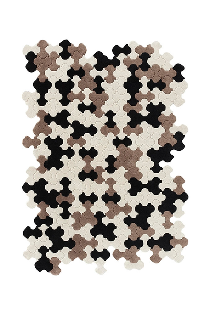 现代风格黑咖白色拼接纹理图案地毯贴图