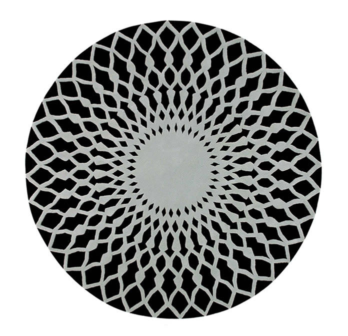 现代风格黑白圆形几何图案地毯贴图