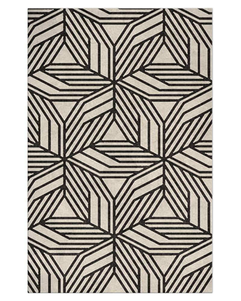 现代风格黑白不规则几何地毯贴图