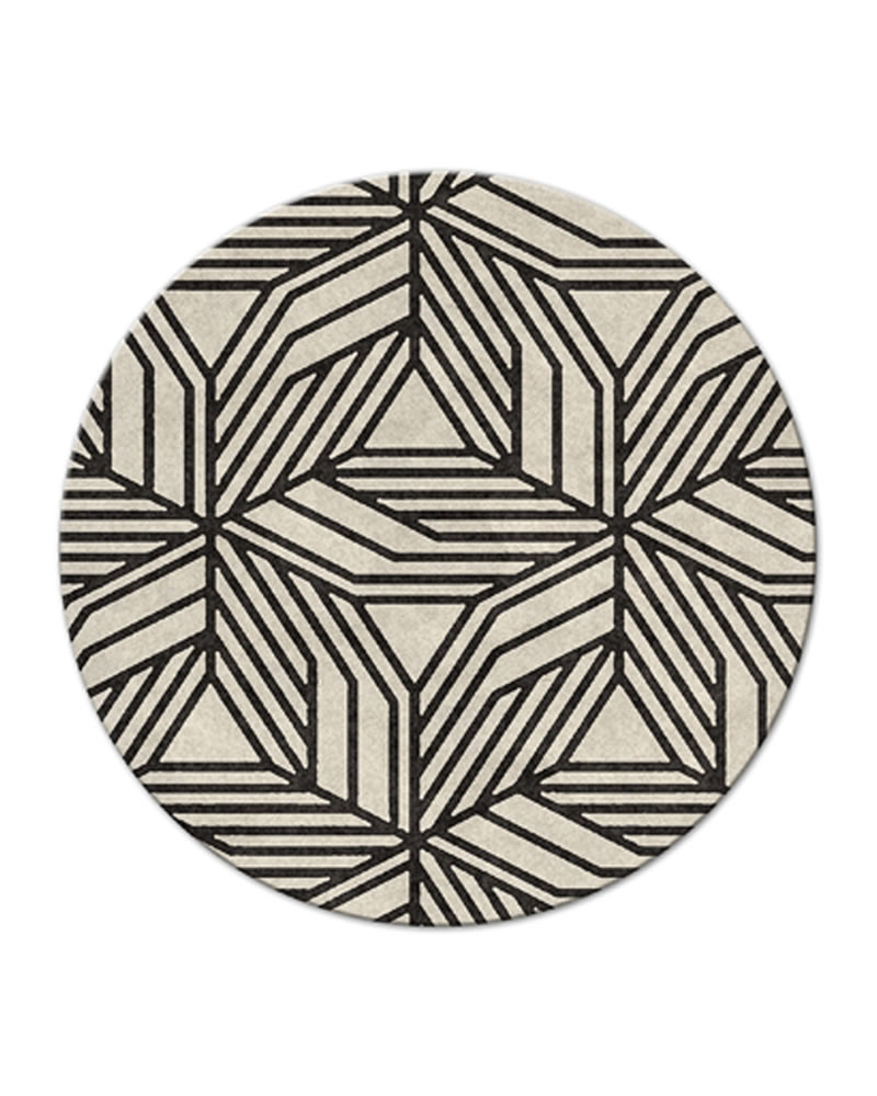 现代风格黑白不规则几何圆形地毯贴图