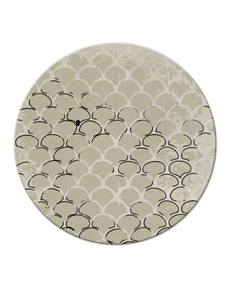 现代风格浅灰绿色鱼鳞图案圆形地毯贴图