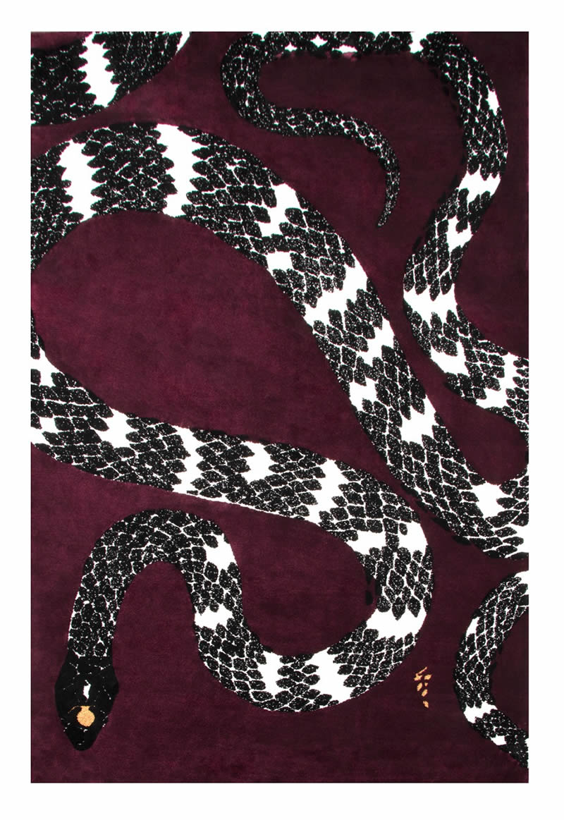 现代轻奢动物蟒蛇图案地毯贴图