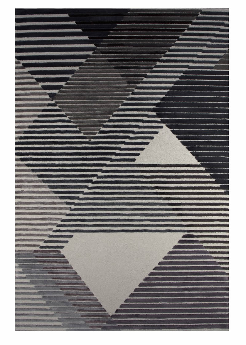 北欧风格黑灰色几何横纹图案地毯贴图