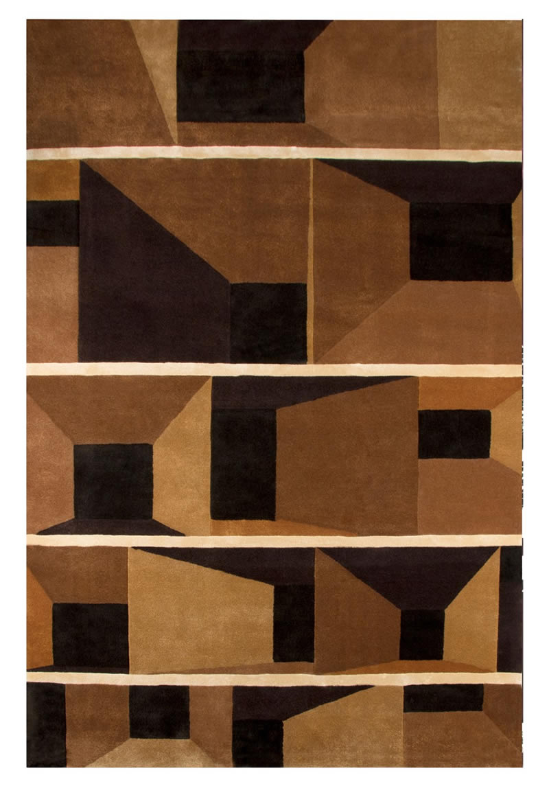 现代美式焦褐色几何图案地毯贴图