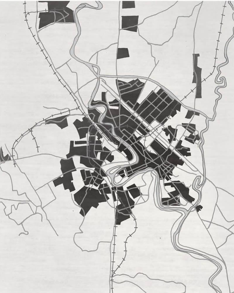 现代风格黑白城市地图图案地毯贴图