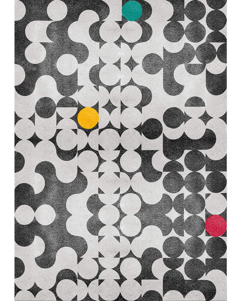 北欧风格黑白色几何图案地毯贴图