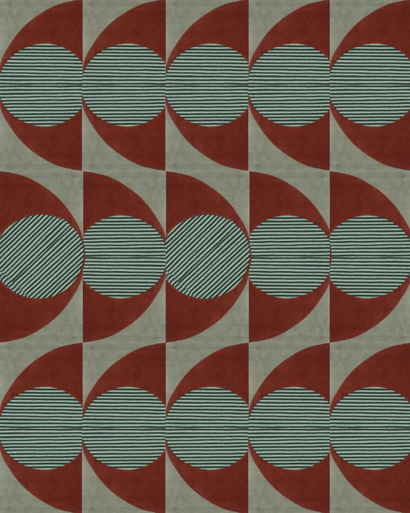 轻奢风格灰色砖红色几何图案地毯贴图
