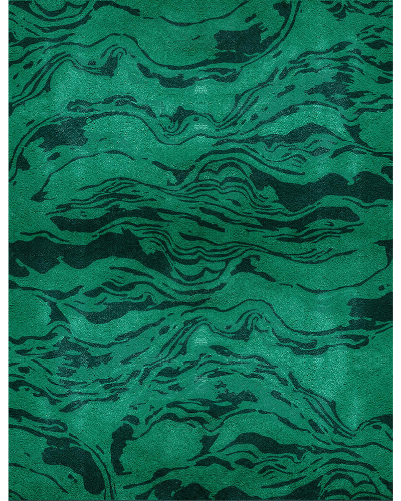 现代轻奢绿黑色水波纹图案地毯贴图