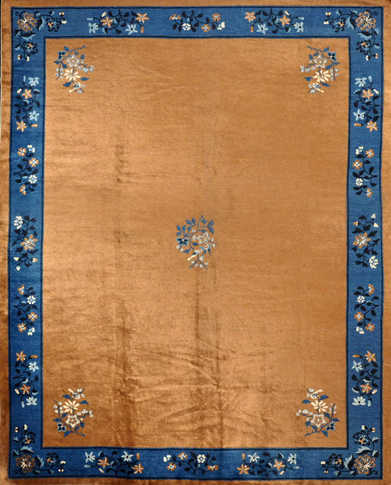 新中式金橘色花纹图案地毯贴图-高端定制