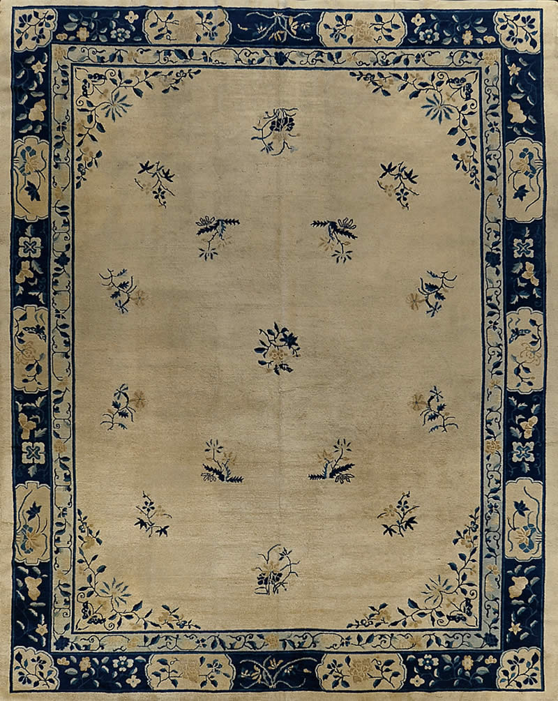 新中式复古色调花纹图案地毯贴图-高端定制