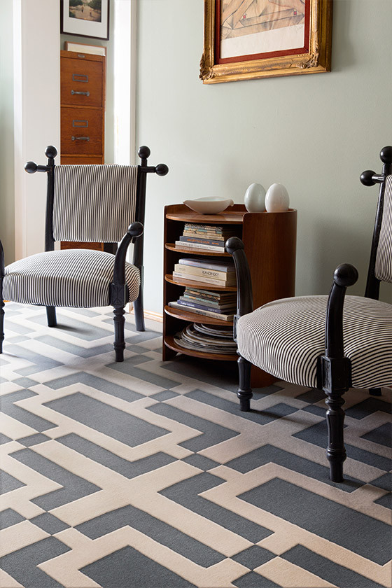 现代美式暖白灰色简单几何图案地毯贴图