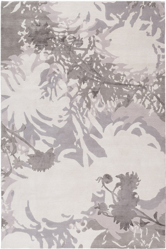 新中式紫灰色花朵图案地毯贴图