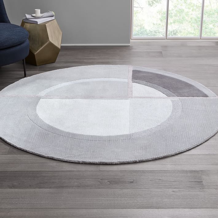 北欧风格灰色几何图案圆形地毯贴图