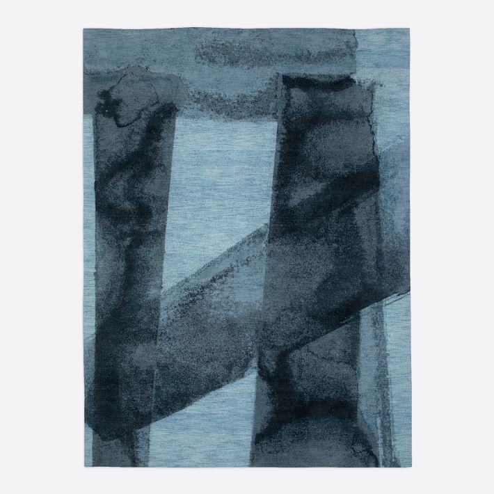 现代美式墨灰青色抽象图案地毯贴图