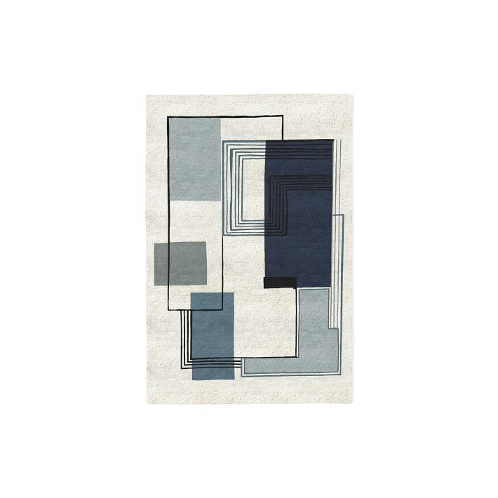北欧风格蓝灰色简单几何图案地毯贴图