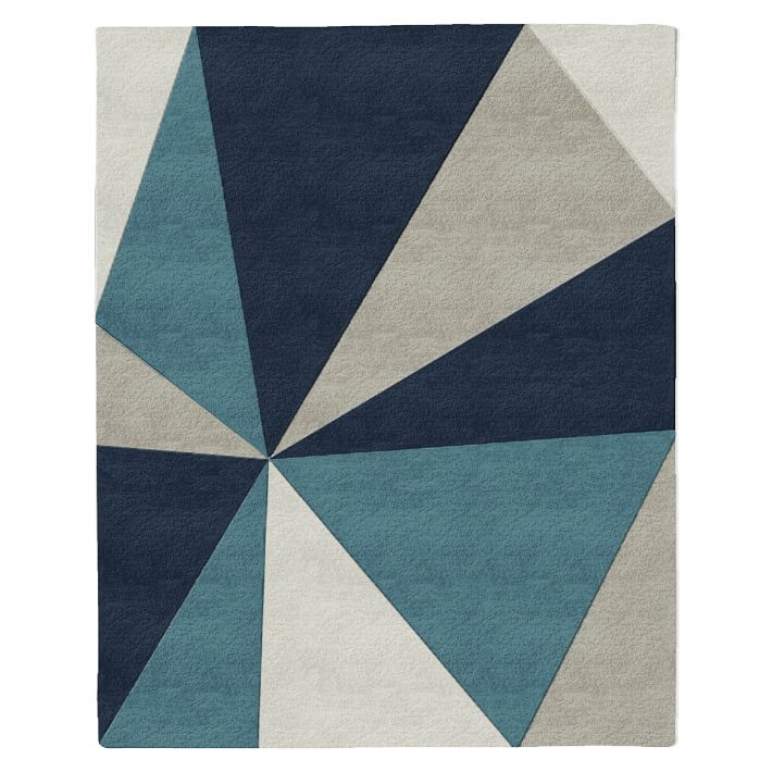 现代风格青蓝灰色几何图案地毯贴图