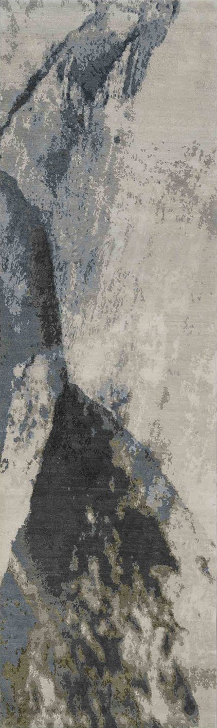 现代风格墨灰色抽象图案过道地毯贴图