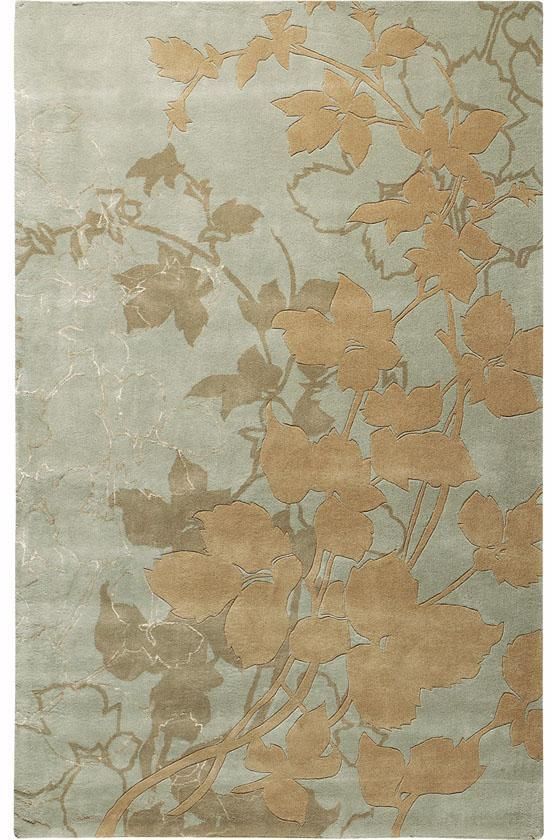 新中式咖绿色花藤图案地毯贴图