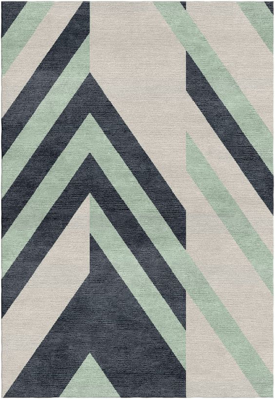 现代轻奢墨色绿色几何简单图案地毯贴图
