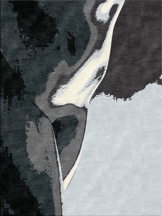 新中式灰咖色简单抽象图案地毯贴图