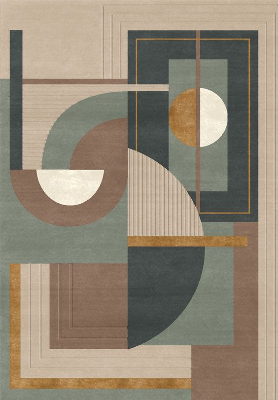 摩登风暖色系几何拼接图案地毯贴图