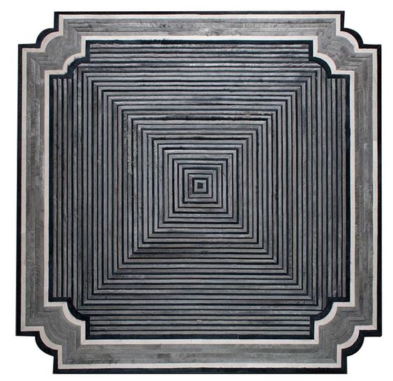 现代风格灰黑色几何图形牛皮地毯贴图