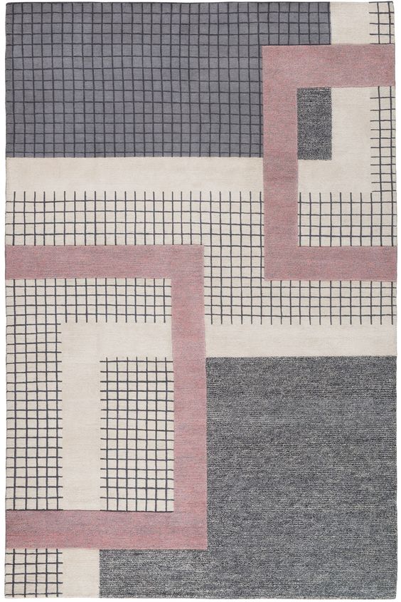 北欧风格灰粉色几何纹理图案地毯贴图