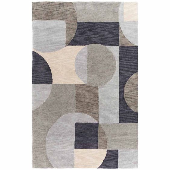 现代简约深浅灰色几何拼接图案地毯贴图