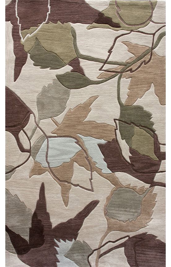 现代风格咖绿灰色叶子图案地毯贴图