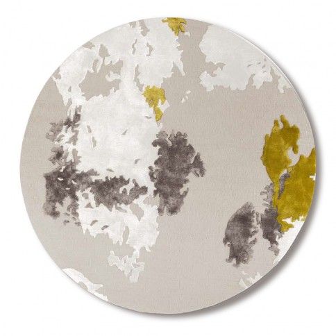 新中式风格黄灰白色抽象图案圆形地毯贴图