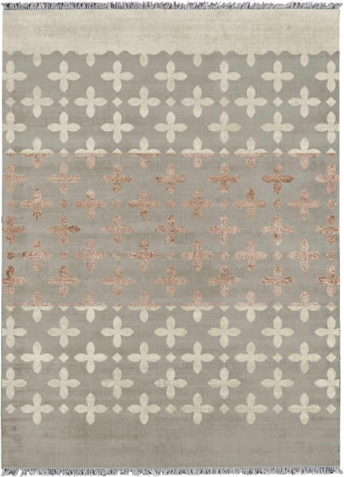 现代风格灰绿色几何花瓣几何图案地毯贴图