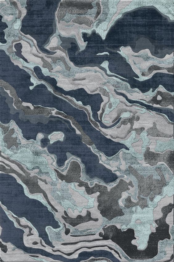 新中式墨灰色不规则抽象图案地毯贴图