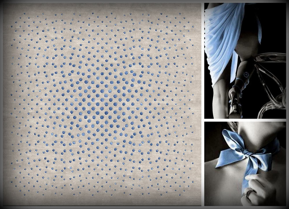 现代风格蓝灰色圆点图案地毯贴图