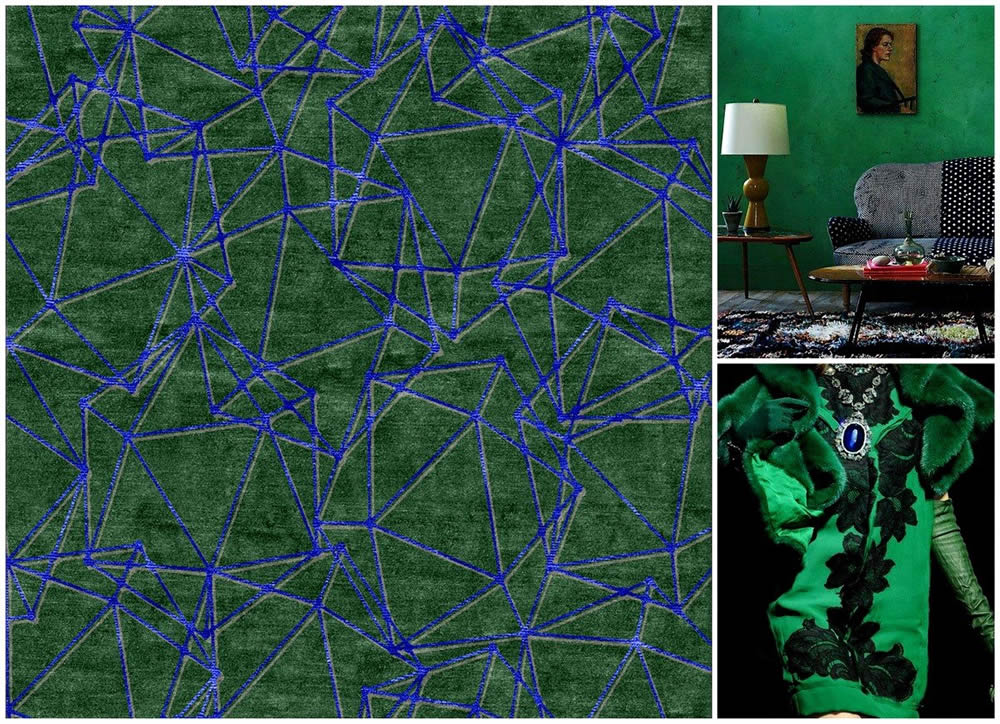 现代美式绿蓝色几何图形图案地毯贴图