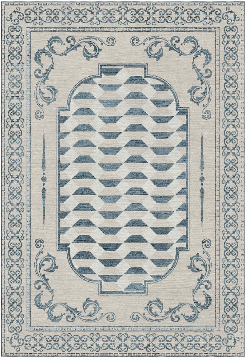美式风格青墨色花纹图案地毯贴图
