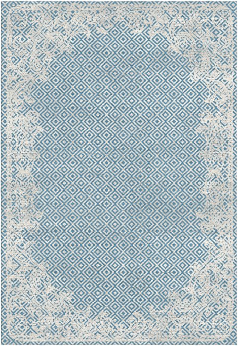 现代美式青蓝色花纹图案地毯贴图