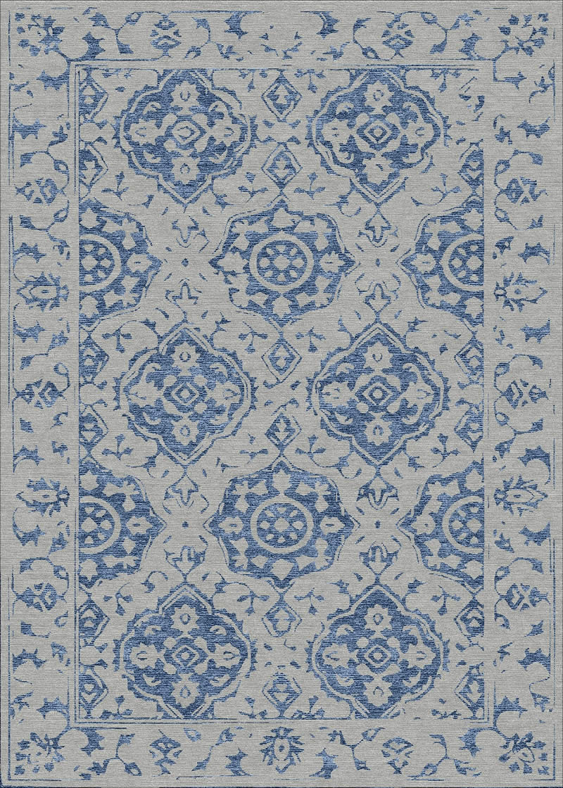 新中式灰底蓝墨色花纹图案地毯贴图